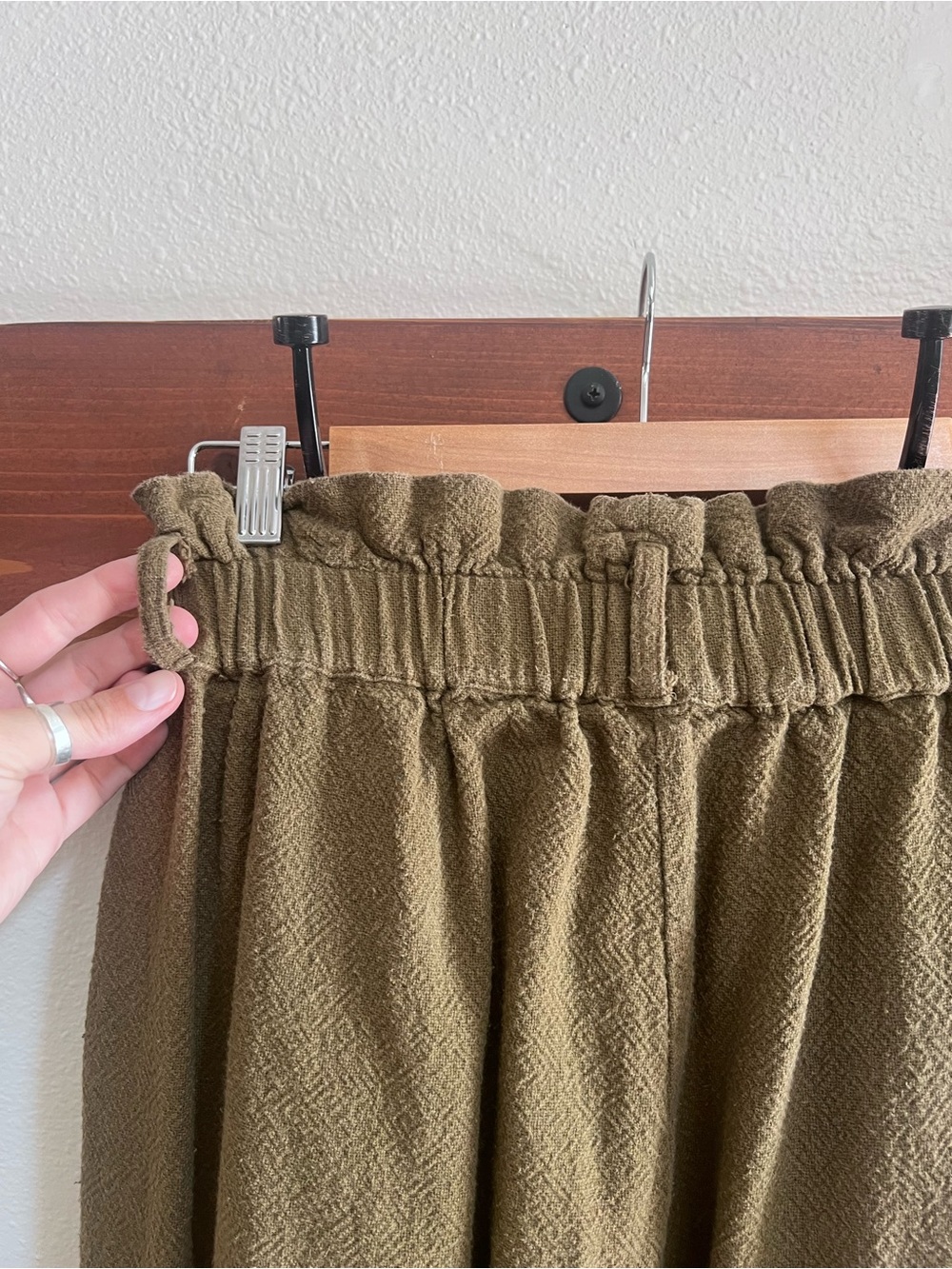 UO Green Wide Leg Pants Paper Bag Waist - Picture 9 of 11